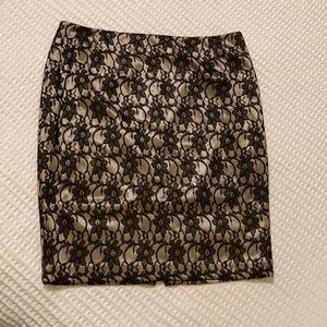 Preston & York black lace skirt sz 14, taupe base